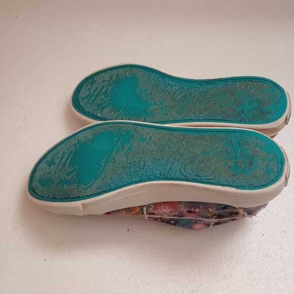 Blowfish Marley Floral Patchwork Sneaker 8 Distressed Canvas Slip On Shoes - Picture 7 of 7